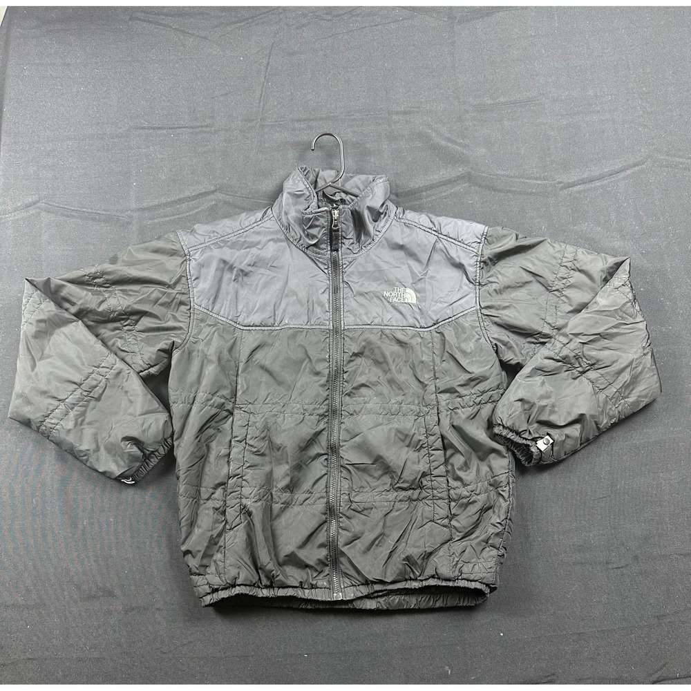 The North Face Mens M Black Grey Puffer Jacket Full Zip Insulated Mock Neck